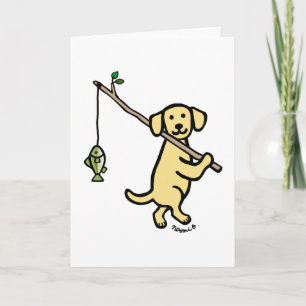Gele Labrador-Vissen Cartoon Kaart