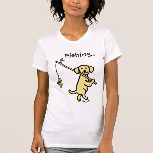 Gele Labrador-Vissen Cartoon T-shirt (Voorkant)