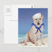 Gele Labrador Zeiler Briefkaart (Voorkant / Achterkant)
