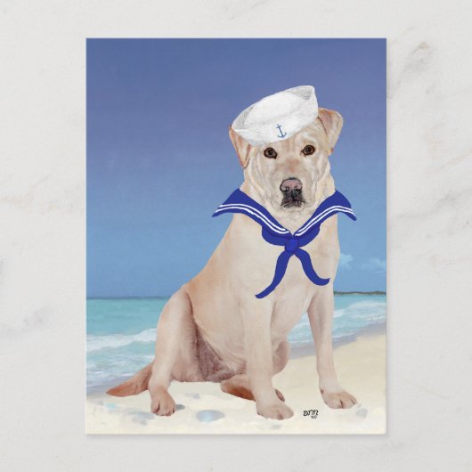 Gele Labrador Zeiler Briefkaart (Voorkant)