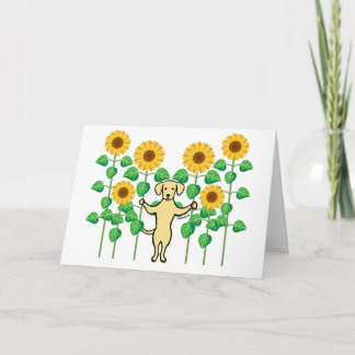 Gele Labrador Zonnebloemen Dank Je Bedankkaart