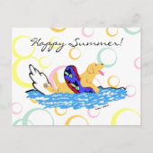 Gele labrador zwemmen briefkaart (Voorkant)