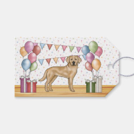 Gele Labradores Retriever Hond Kleurrijke Verjaard Cadeaulabel