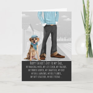Gele Labradorhond en papa grappige Vaderdag Feestdagen Kaart
