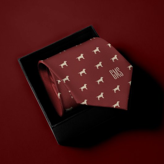 Gele Labradorhonden Patronen Monogram Stropdas