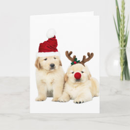GELE LABRADORPUPPY'S KERSTKAART KAART