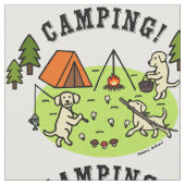 Gele labradors Camping Fabric Stof (Close Up)