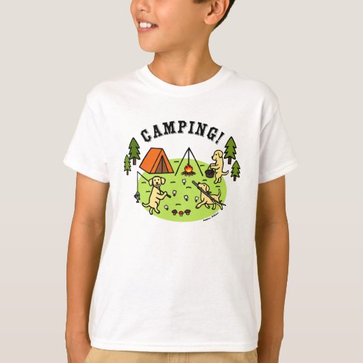 Gele Labradors Camping Tshirt (Voorkant)