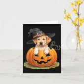 Gele Labradors hond Halloween Pompoen Kaart (Gele Bloem)