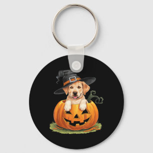 Gele Labradors hond Halloween Pompoen Sleutelhanger
