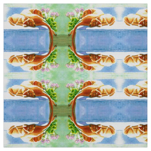 Gele labradors op couch Dog Fabric Stof (Swatch)