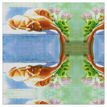 Gele labradors op couch Dog Fabric