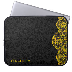 Gele  Lace Black Damaskers Laptop Sleeve