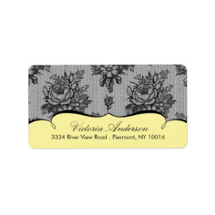 Gele Lace Damask retour adres labels. Etiket