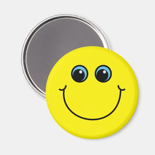 Gele lachende emoji gezicht magneet (Voorkant / Achterkant)