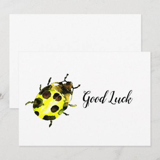 Gele Ladybug Good Luck Bedankkaart (Voorkant / Achterkant)