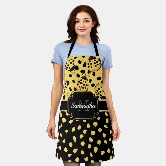 Gele Ladybugs Schort (Gedragen)