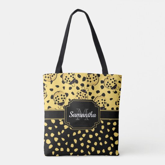 Gele Ladybugs Tote Bag (Achterkant)