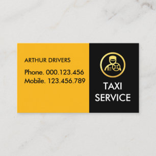 Gele lagen voor taxi rijden met zwarte achtergrond visitekaartje