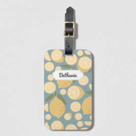  gele lamon naadloos patroon bagagelabel