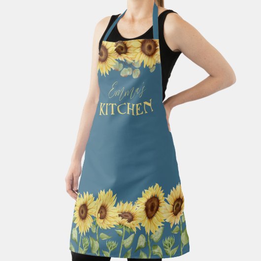 Gele Land Bloemen Waterverf Zonnebloem Schort (Insitu)