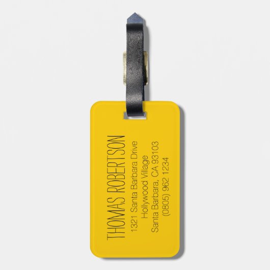 Gele langeafstandsreiziger meer slaap bagagelabel (Achterkant verticaal)