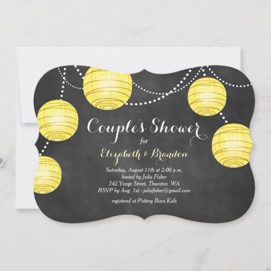 Gele lantaarns op Chalk Couple's Shower Invite Kaart (Voorkant)