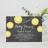 Gele lantaarns op de uitnodiging van het Baby show (Staand voorkant)