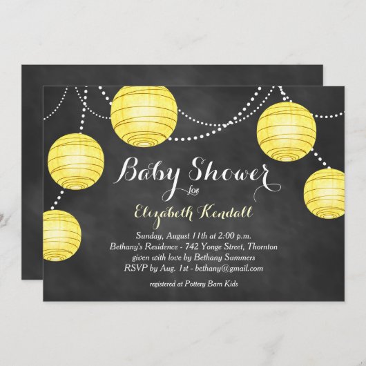 Gele lantaarns op de uitnodiging van het Baby show (Voorkant / Achterkant)