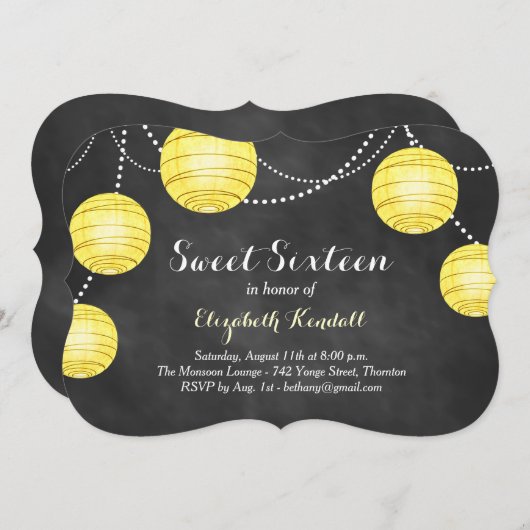 Gele lantaarns op uitnodiging van Chalk Sweet Sixt (Voorkant / Achterkant)