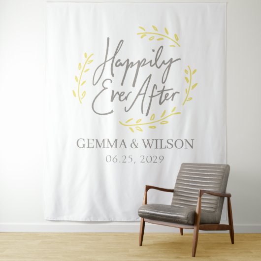 Gele Laurel lekt gelukkig na het huwelijk Wandkleed (In situ)