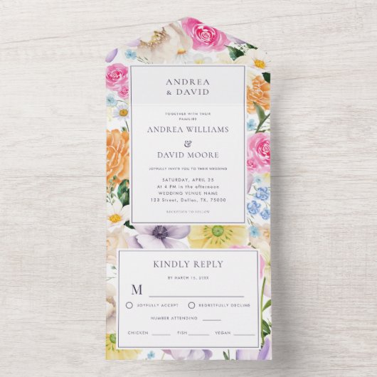 Gele Lavendel Wildbloemen Bloemen Bloemen Levendig All In One Uitnodiging (Binnen)