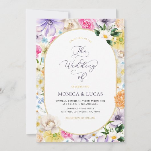 Gele Lavendel Zomer Tuin Bloei De Bruiloft Van Kaart (Voorkant)