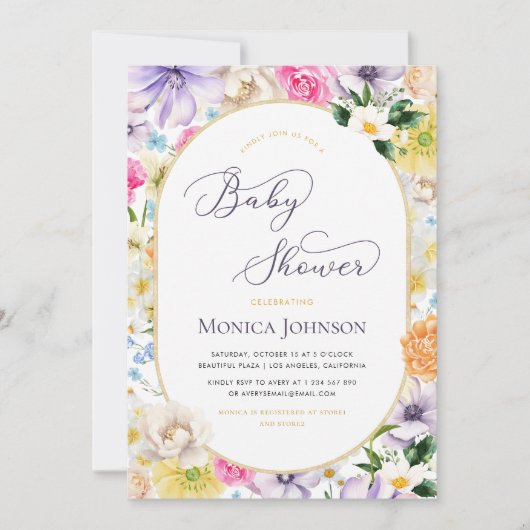 Gele Lavendel Zomertuin Bloom Baby shower Kaart (Voorkant)