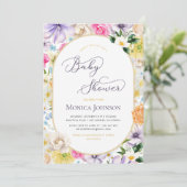 Gele Lavendel Zomertuin Bloom Baby shower Kaart (Staand voorkant)