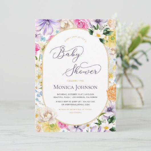 Gele Lavendel Zomertuin Bloom Baby shower Kaart (Staand voorkant)