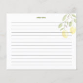 Gele leemon, Waterverf keukenkaart (Achterkant)