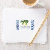 Gele leemons Citrus Foliage Blue White Weddenschap Etiket (Insitu)