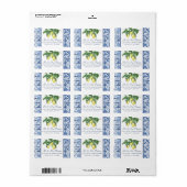 Gele leemons Citrus Foliage Blue White Weddenschap Etiket (Full Sheet)