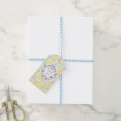 Gele leemons en blauw bloemen Patroon Dank u Cadeaulabel (Met Touw)