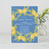 Gele leemons en blauw Waterverf-paar — Shower (Staand voorkant)