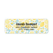 Gele leemons en blauwe bloemen geïllustreerd Patro Etiket (Voorkant)