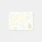 Gele leemons en blauwe bloemen geïllustreerd patro post-it® notes (Voorkant)