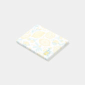 Gele leemons en blauwe bloemen geïllustreerd patro post-it® notes (Schuin)