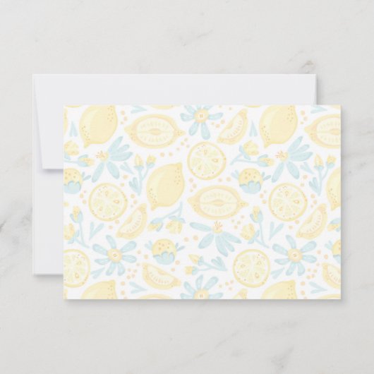 Gele leemons en blauwe bloemen Hartelijk dank Bedankkaart (Achterkant)