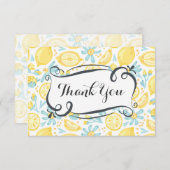Gele leemons en blauwe bloemen Hartelijk dank Bedankkaart (Voorkant / Achterkant)