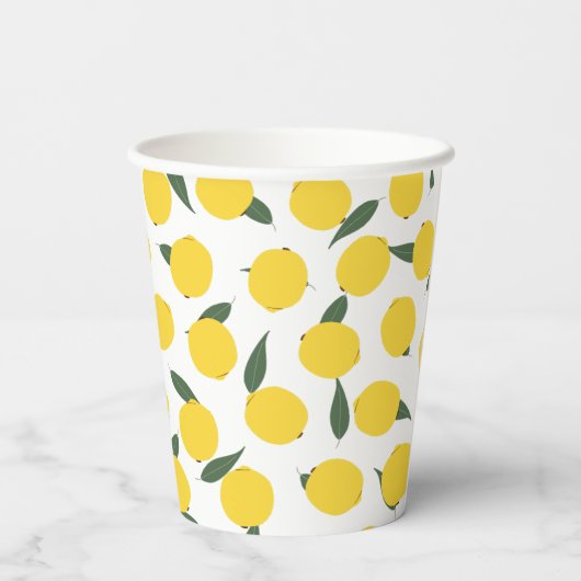 Gele leemons en groene bladeren papieren bekers (Achterkant)