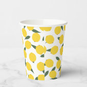 Gele leemons en groene bladeren papieren bekers (Links)