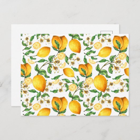 Gele leemons en Lemon Flowers Beauful Briefkaart (Voorkant / Achterkant)