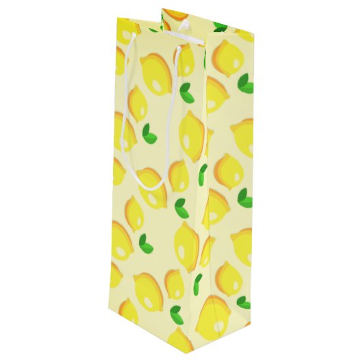 Gele leemons Gift Bag Wijn Cadeautas (Achterkant Gekanteld)